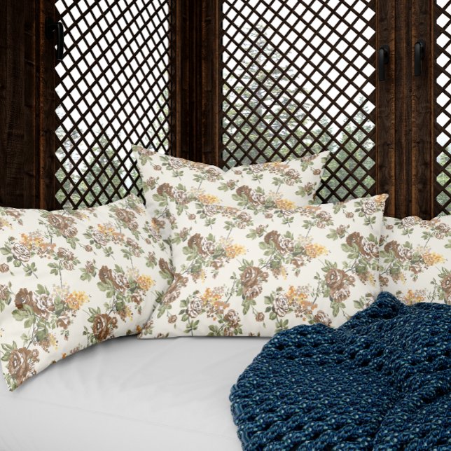 Travesseiro de Padrão Rosa da Rustic Brown (Criador carregado)