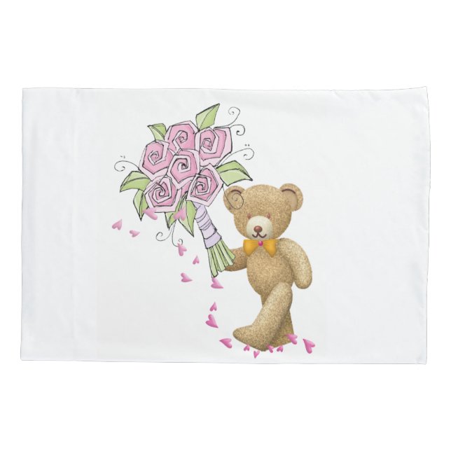 Travesseiro White Teddy Bear Floral (Verso)