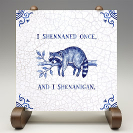 Travessura Guaxinim Fino Delft Azul Estilo Holandê