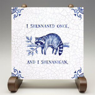 Travessura Guaxinim Fino Delft Azul Estilo Holandê