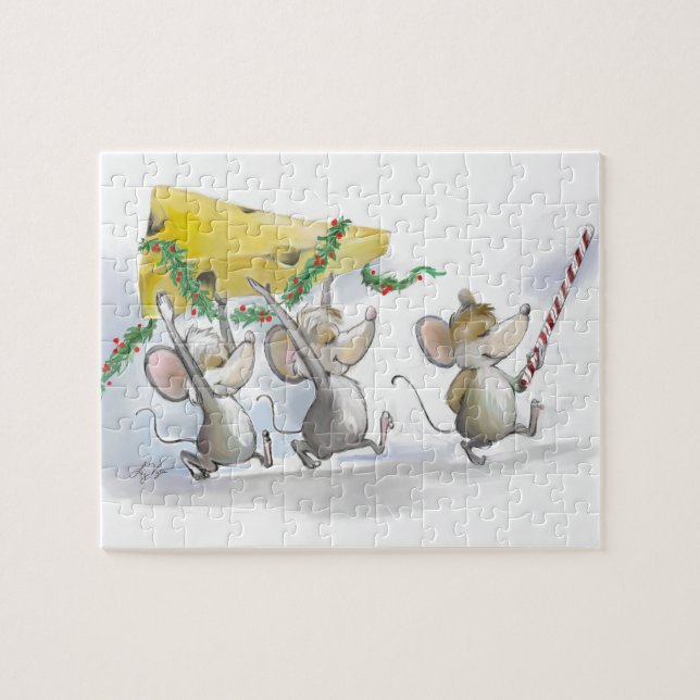 Trazendo A Quebra-cabeça De Queijo De Natal (Horizontal)