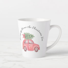 Trazendo para casa a árvore de Natal, a caneca lat