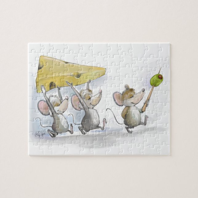 Trazendo Quebra-cabeça de Queijo (com Azeitona) (Horizontal)