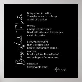 Trazer palavras à vida Poem Wall Art poster Decor