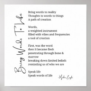 Trazer palavras à vida Poem Wall Art poster Decor
