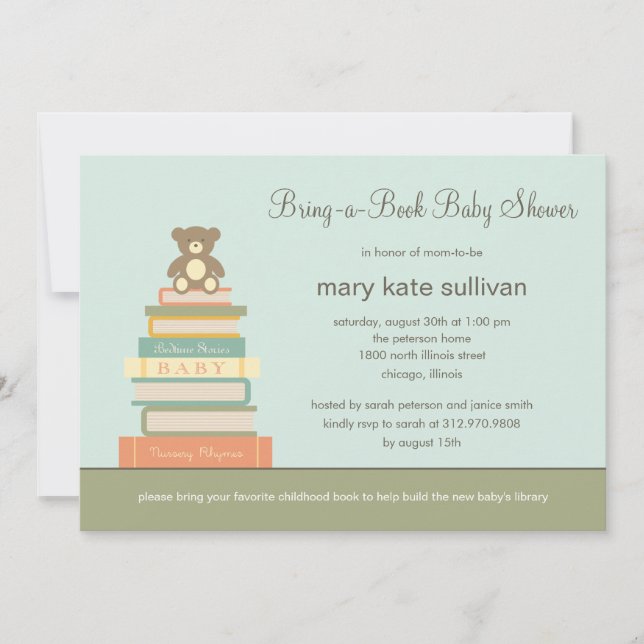 Trazer Um Convite De Chá de fraldas De Livro (Azul (Frente)