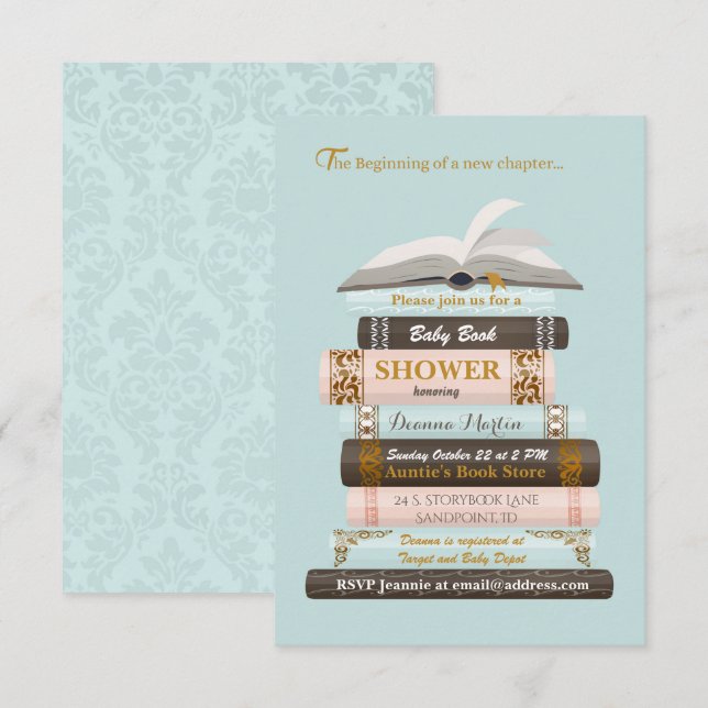 Trazer um Convite para Chás de fraldas de Livro (Frente/Verso)