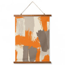 Trazos de Pincel Artesanal Laranja Ousado Abstrato