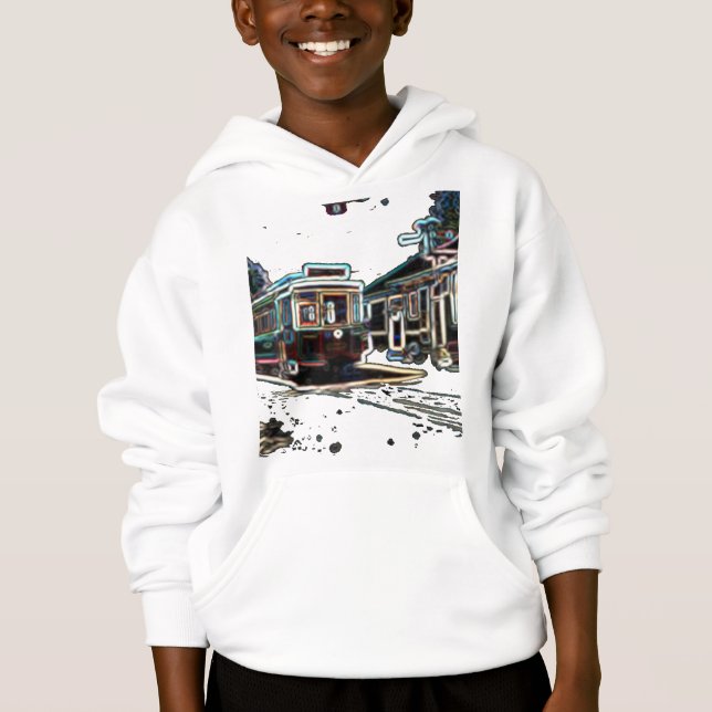 TRC Neon Streetcar em stn Kids Pullover Hoodie (Frente)