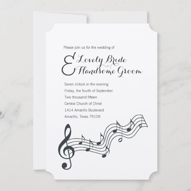 Treble Clef Music Lovers Convite De Casamento (Frente)