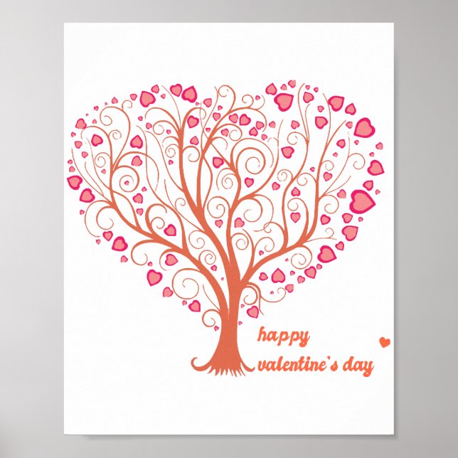 Tree Heart Happy Valentine Day Poster (Frente)