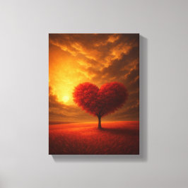 Tree Heart Tree Sunset Wall Art Canvas