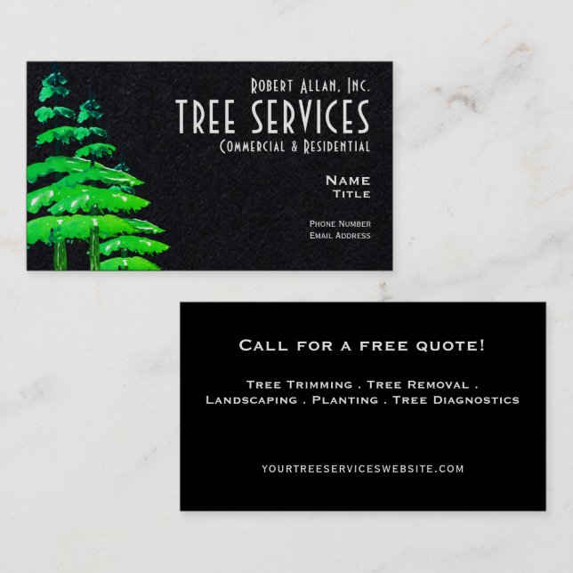 Tree Services Standard, Cartão de visita de 3,5" x (Frente/Verso)