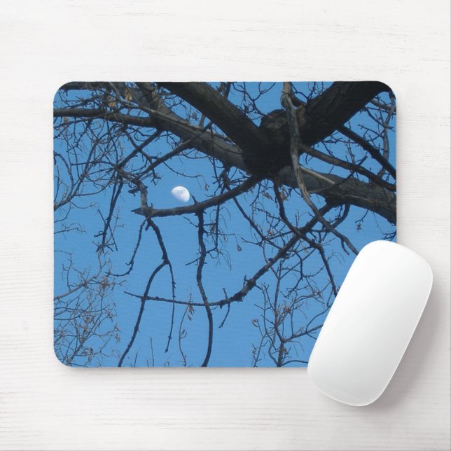 Tree Sky Moon Mouse Pad (Com mouse)