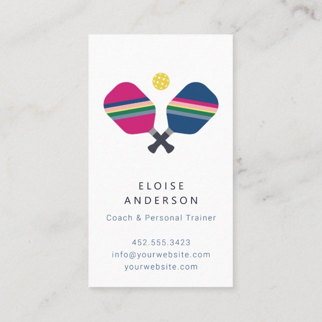 Treinador de Pickleball + Cartão de visita de trei (Verso)