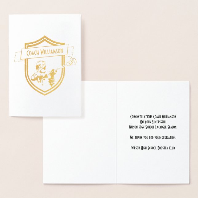 Treinador Lacrosse ou Patrocinador Obrigado Cartão (Exibição)