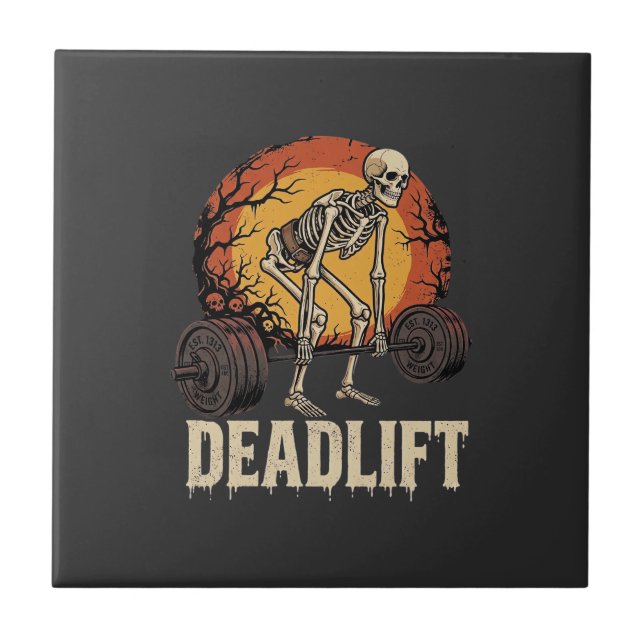 Treino de Academia de Halloween Esqueleto Levantam (Frente)