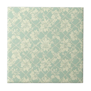 Trellis Azul-Verde Vintage com Videira Botânica