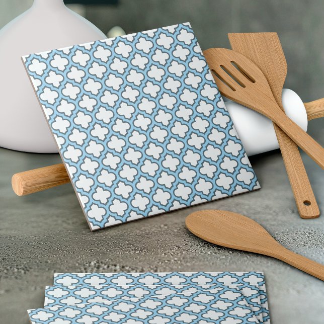 Trellis branca e azul-bebê, lete, quatrefoil (Criador carregado)
