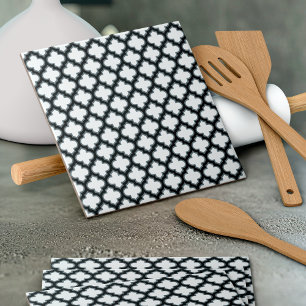 Trellis branca e preta, lete, quatrefoil