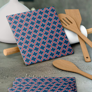 Trellis, Latice, Quatrefoil, azul e vermelho marro
