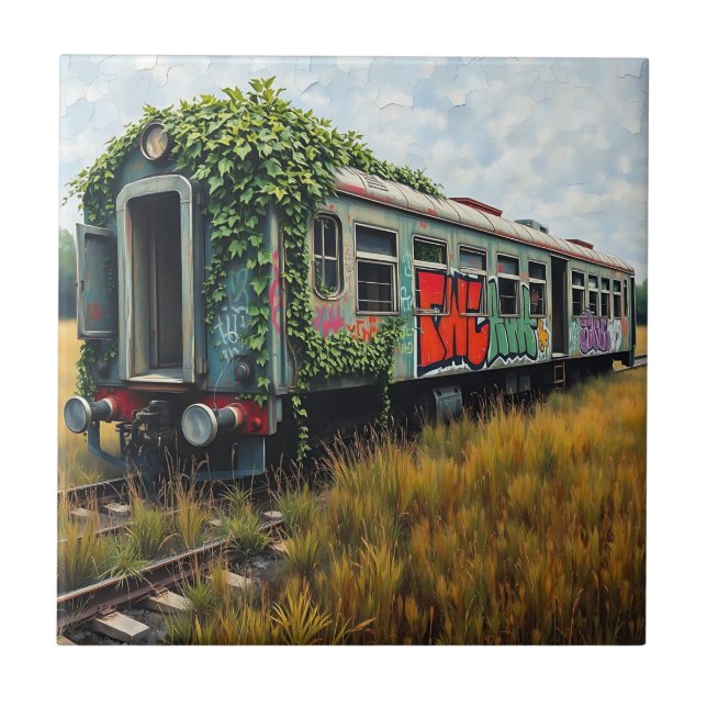 Trem Abandonado Coberto de Hera e Grafite (Frente)
