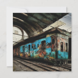 Trem Abandonado com Arte Urbana de Grafite