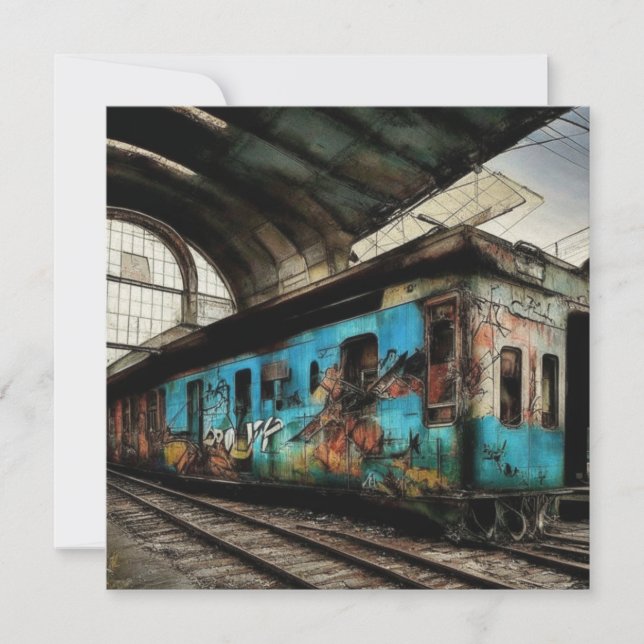 Trem Abandonado com Arte Urbana de Grafite (Frente)