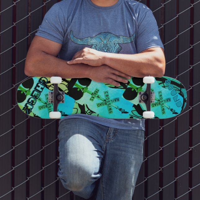 Trem Azul Verde Trem Corvo Skate (Ao ar livre 3)