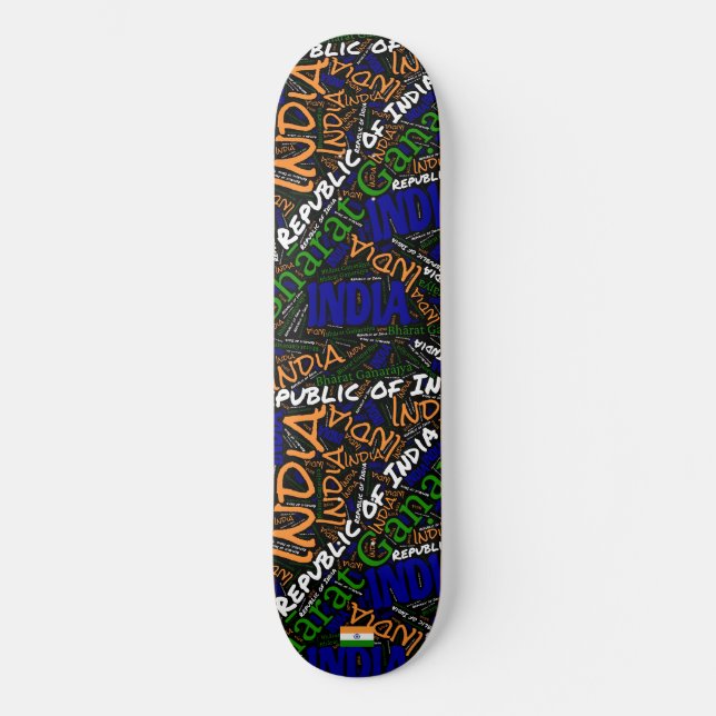 Trem de skate Wordcloud Orgulho Nacional Índia (Frente)