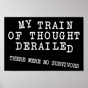 Trem descarrilhado do sinal engraçado do poster d
