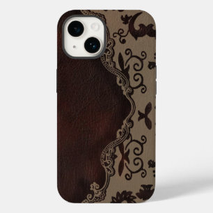 Trendent chocolate Couro castanho Damask iphone5