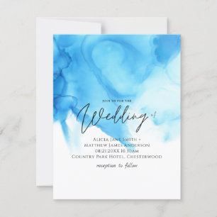 Trending Aqua Blue Watercolor Wash Weding