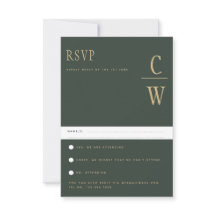 Trending Modern Moss Green Dourado Weding RSVP