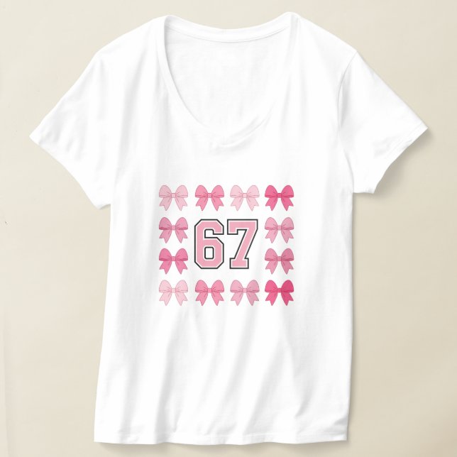Trendy 67 Pink Bows Varsity Number Tank Top  (Postura )