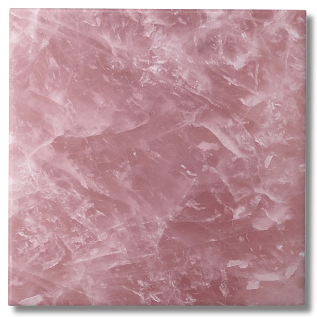 Trendy Bebê Rosa Rosa Quartz Cristal Bonito Elegan (Cute Elegant Trendy Baby Pink Rose Quartz Crystal Ceramic Tile)