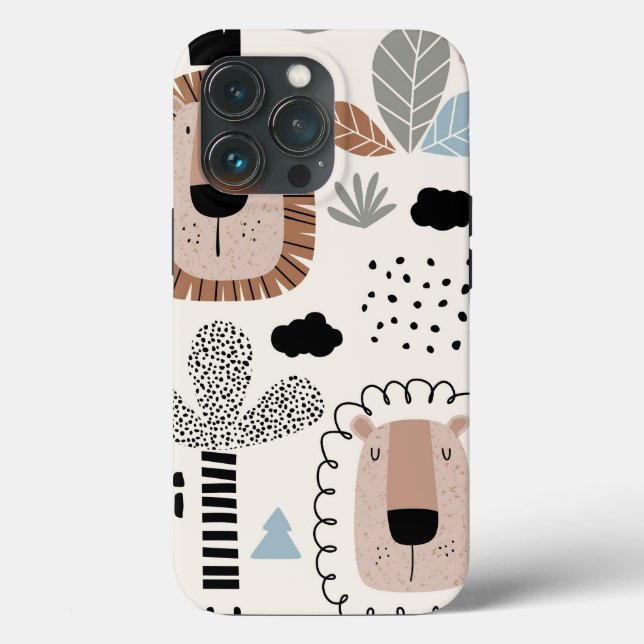 Trendy Beige Black Lion Jungle Malva Dupla iPhone (Verso)
