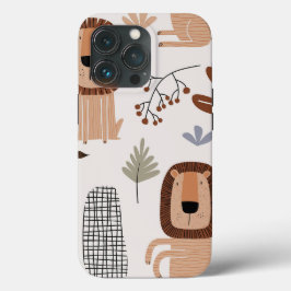 Trendy Beige Lion Jungle Modern Tough Case iPhone