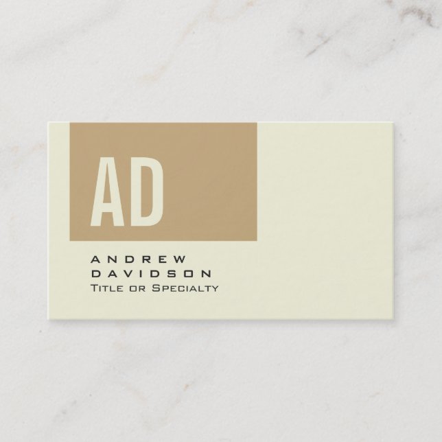 Trendy Beige Stripe Monograma Cartão de visita Na  (Frente)