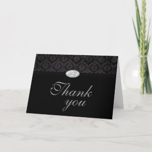 Trendy Black Damask cartões de agradecimentos de d