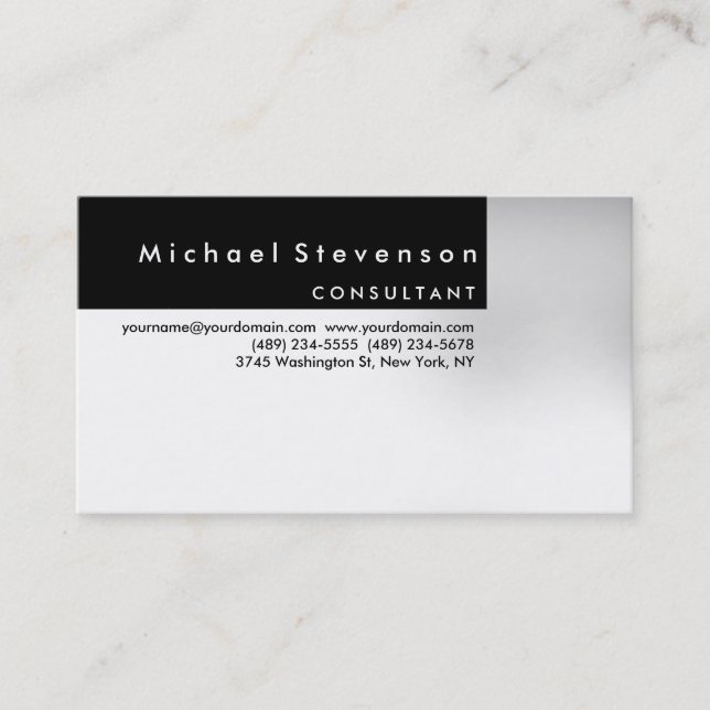 Trendy Black Simple Plain Cartão de visita (Frente)