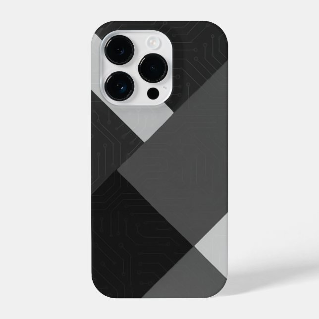 Trendy Black, White and Gray Patterned Phone Case (Verso)