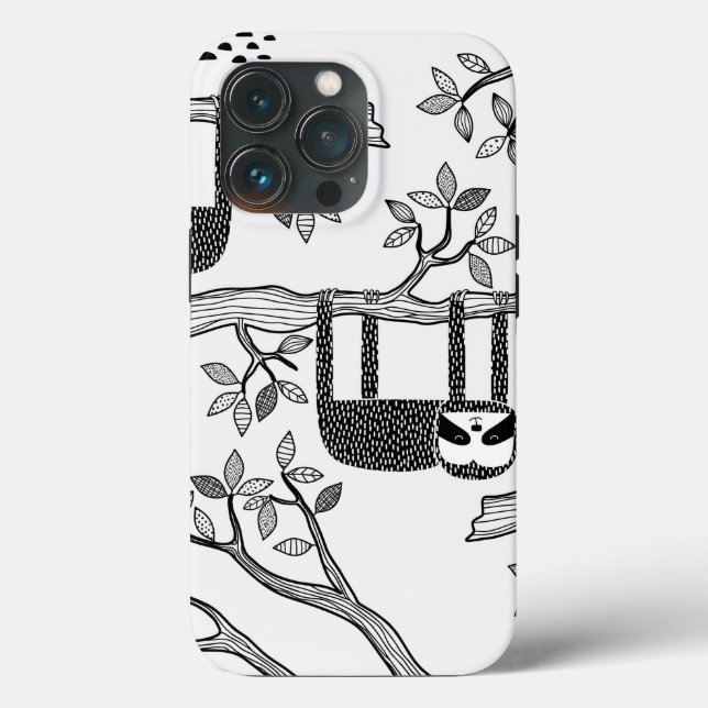 Trendy BLack White Modern Sloth Forte Case (Verso)