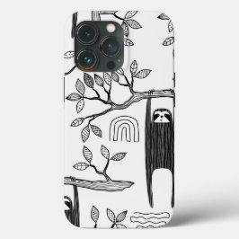Trendy BLack White Modern Sloth Forte Case