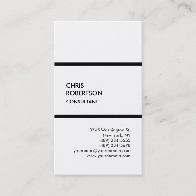 Trendy black white vertical, cartão de visita mode (Frente)