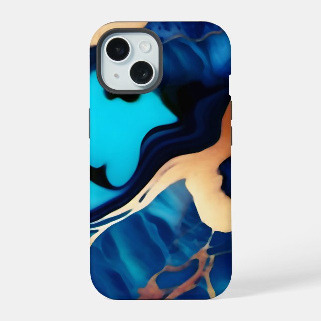 Trendy Blue Dourado mármore azul amarelo (Verso)