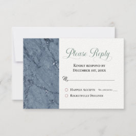 Trendy Blue Marble RSVP Por Favor Responda Ao Casa