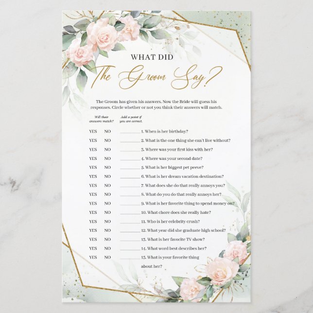 Trendy blush e quadro de ouro O que o noivo disse? (Frente)