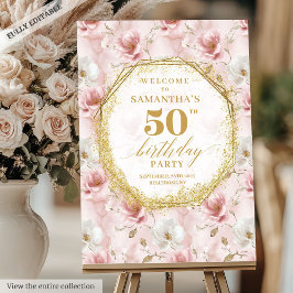 Trendy blush ivory gold poster de boas vindas