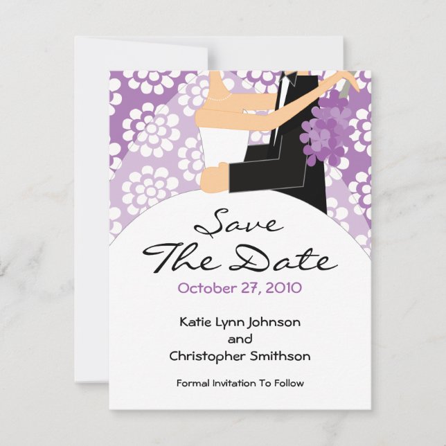 Trendy Bride & Groom Salve O Convite De Data (Frente)